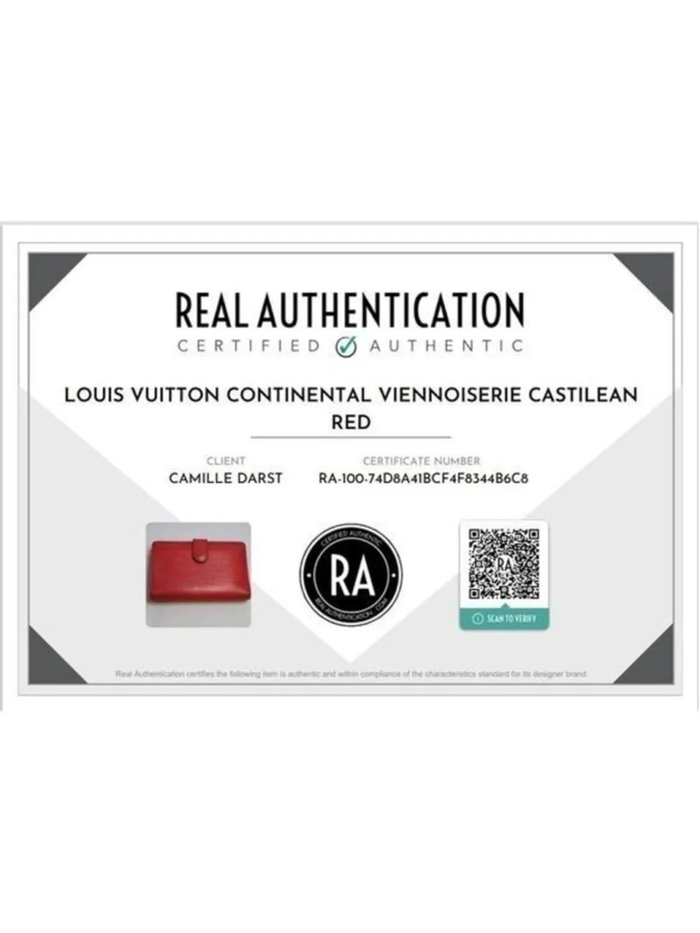 Preowned Louis Vuitton Epi Continental Veinnoiserie in Castilean Red Women Walle